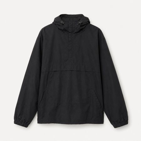 Schwarzer Anorak,  Windbreaker Jacke mit Kapuze