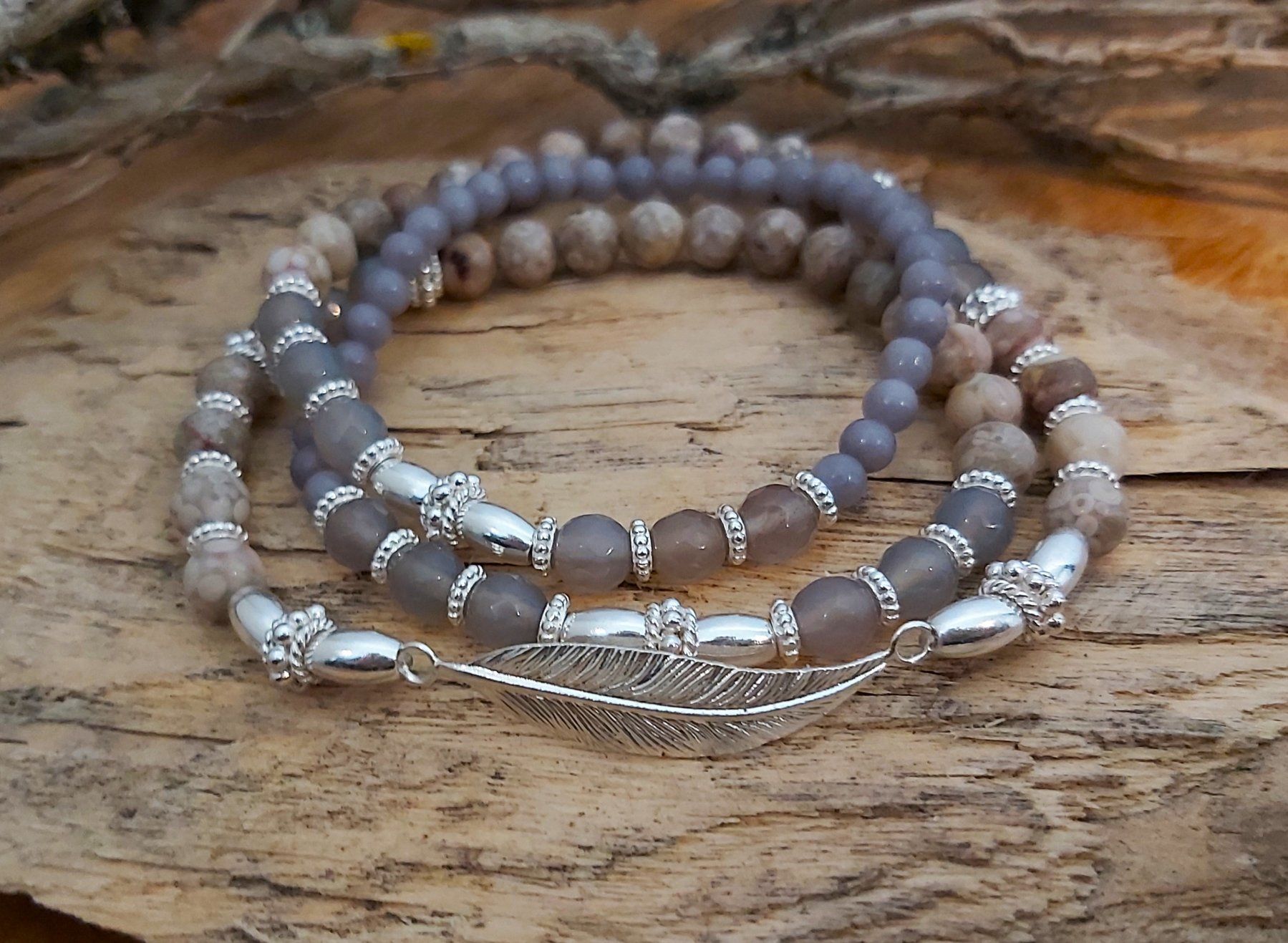 Bracciali & Braccialetti: ROSA- Edelsteinarmband - Sterling Silber - beige-hellgrau – Nuovo e nell'imballaggio originale da Mühlethal venduto da nicita-modeschmuck 1