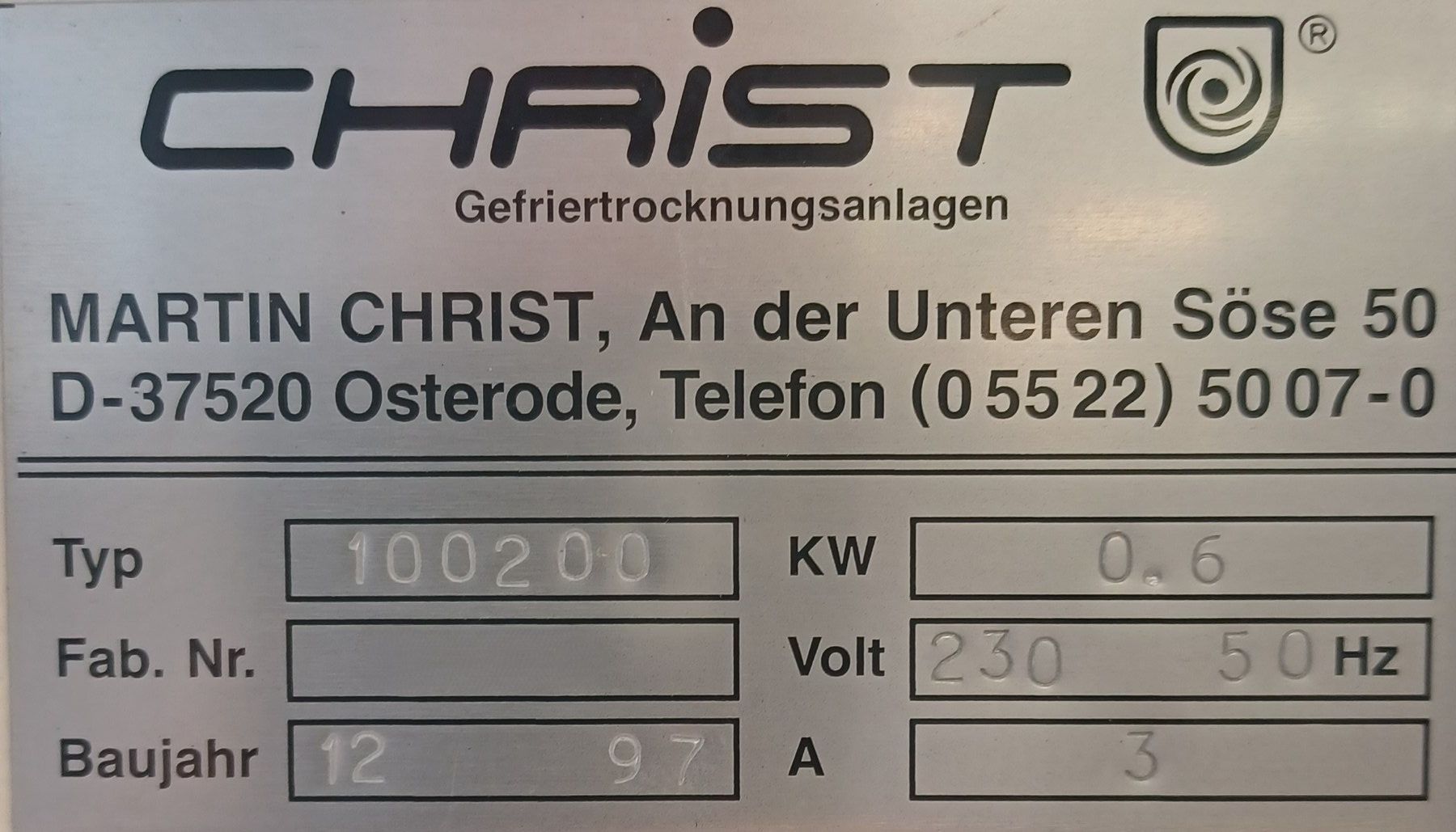 Laborzubehör: Christ Alpha 1-2 Typ 100200 Lyophilisator – Gebraucht aus Niederdorf von LeptonAG_Labor 8