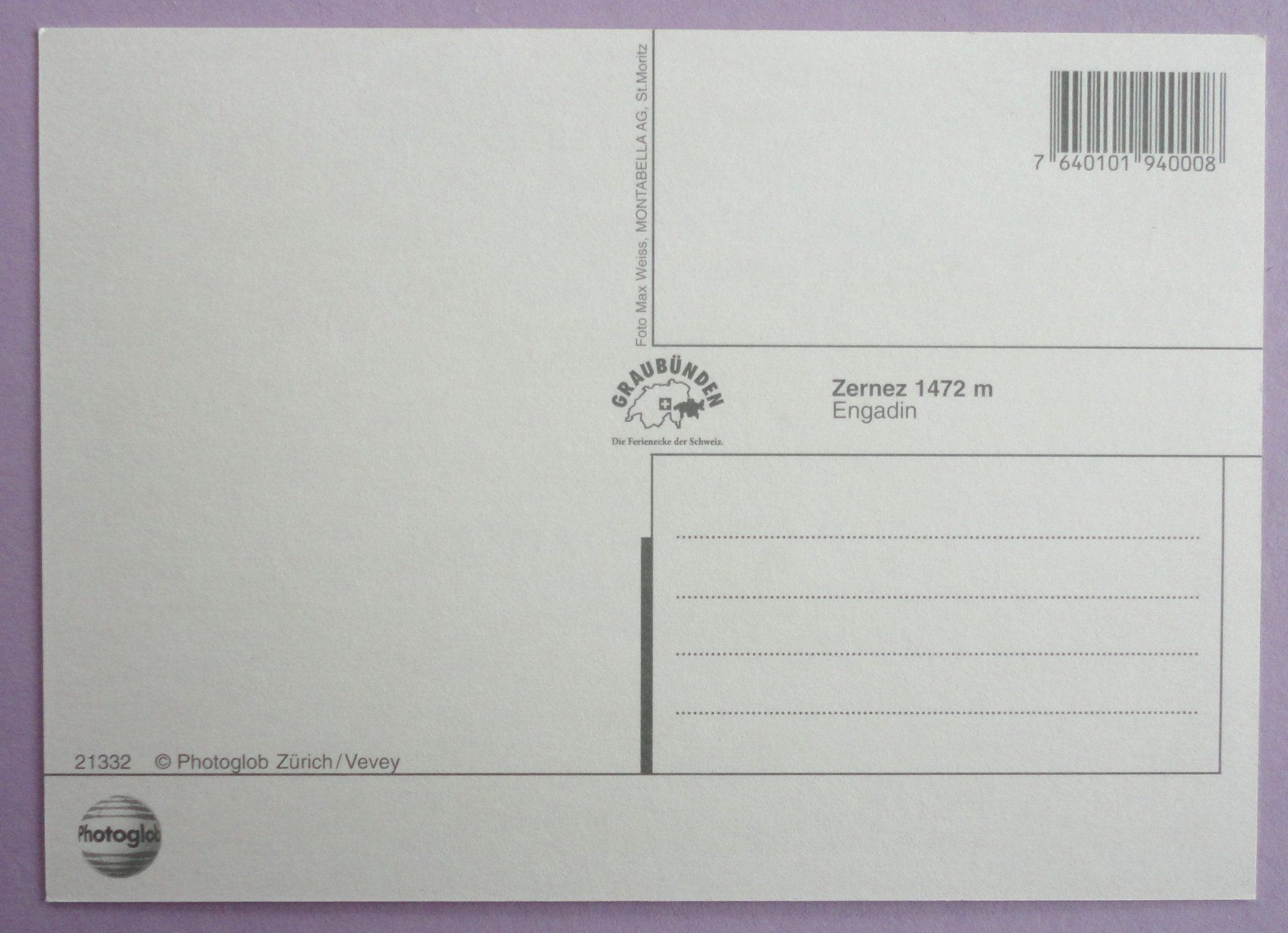 Cartoline postali: Zernez 1472 m, Engadin – Usato da Fétigny venduto da Billy2miny 1