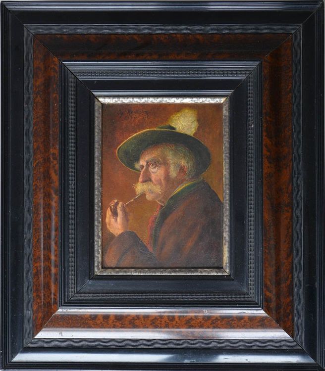 GEORG ROESSLER – Alter Herr mit Pfeife, Öl/Holz (Gebraucht) in Zuerich ...