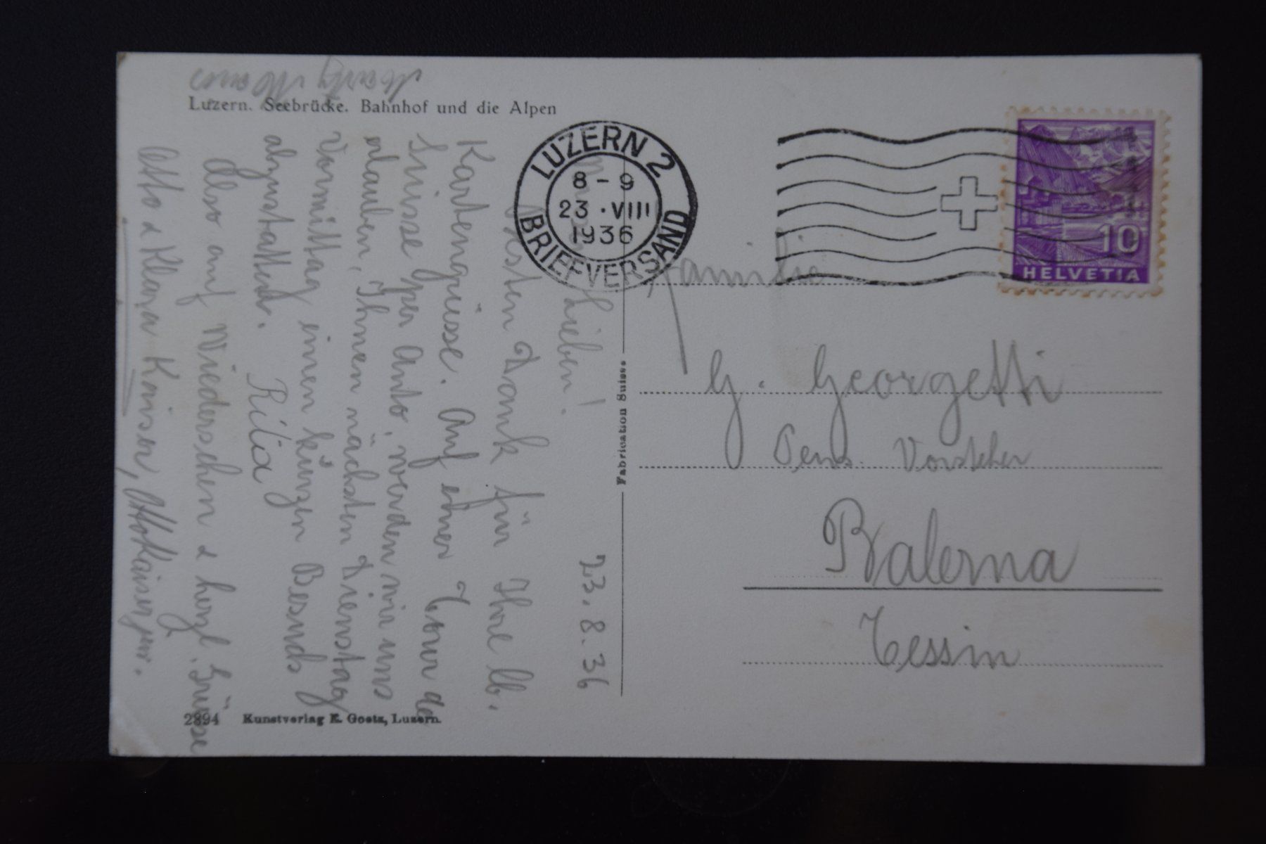 Cartoline postali: AK Luzern, Seebrücke 1936 – Usato da Luzern venduto da CH2018 1