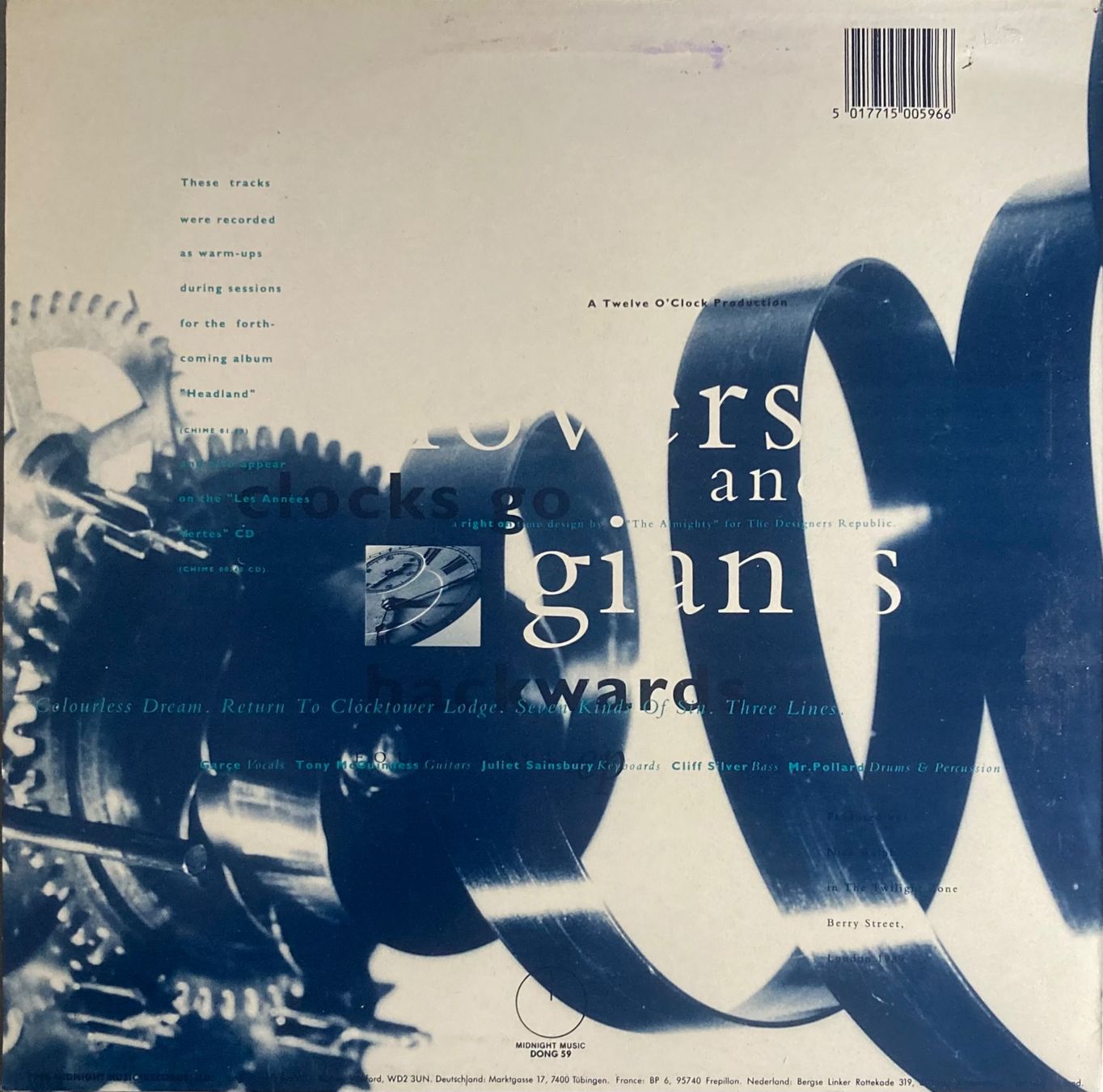 Dischi in vinile: SAD LOVERS AND GIANTS - CLOCKS GO BACKWARDS – Usato da Poliez-Pittet venduto da Newtown-Records 1