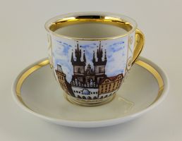 VŘ Bohemia Praha Mokkatasse handbemalt mit Untertasse