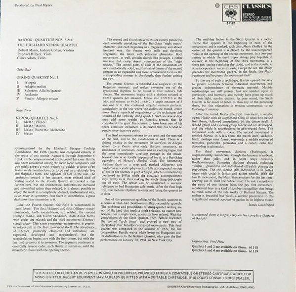 Vinyles: Bartok/Juilliard String Quartet: String Quartets Nos. 5 & 6 – Neuf (Voir description) à Steinhausen par Vilivinili 1
