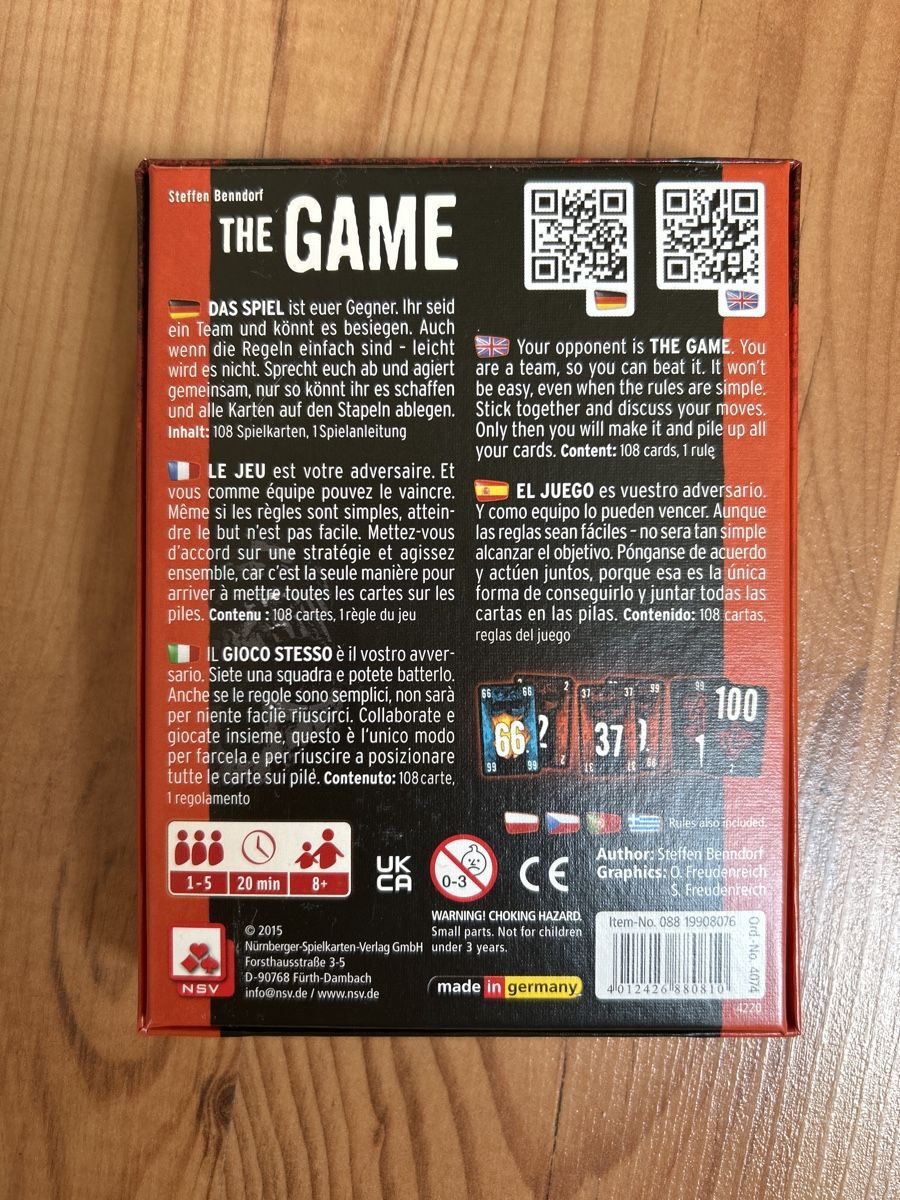 Giochi: Kartenspiel The Game – Nuovo e nell'imballaggio originale da Hausen AG venduto da cele01 3