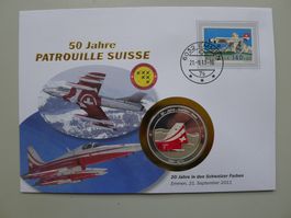 2011 Numisbrief "20 J. CH-Farben" 50 Jahre Patrouille Suisse