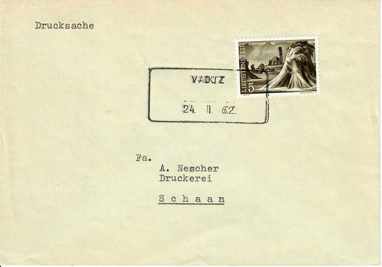 Tous les timbres: Brief, Aushilfsstempel Vaduz 1962 – D'occasion à Hochdorf par Ziegel-16