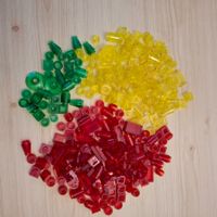 LEGO Bausteine transparent rot, gelb & grün gemischt 60 g
