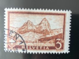 Schweiz 1931 3Fr braun Gebirgslandschaften Mythen gestempelt