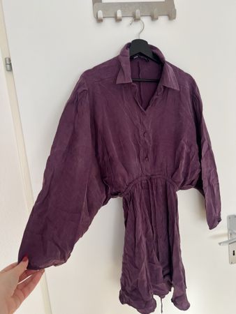 Zara Hemdblusenkleid, Lila, Grösse M, Herbst-Look!