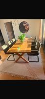 Solid Oak Dining Table with Cross Legs