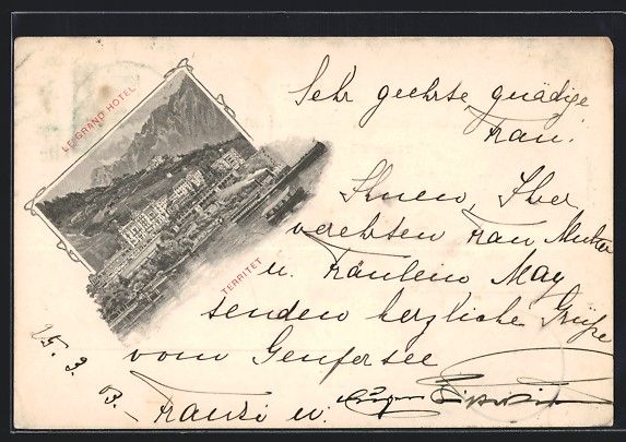 Cartoline postali: AK Territet, Le Grand Hotel, Dampfer – Usato da Berlin venduto da bartko-reher