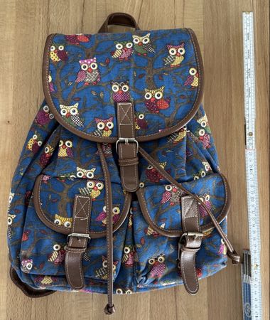 Stoff-Rucksack mit Eulenmotiv