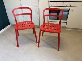 2 ikea REIDAR Stühle rot - Aluminium, stappelbar (gebraucht)
