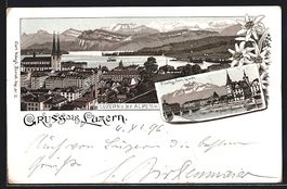 Litho Luzern, Gesamtansicht, Pilatus vom