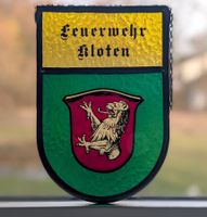 Wappenscheibe Glas Feuerwehr Kloten ZH