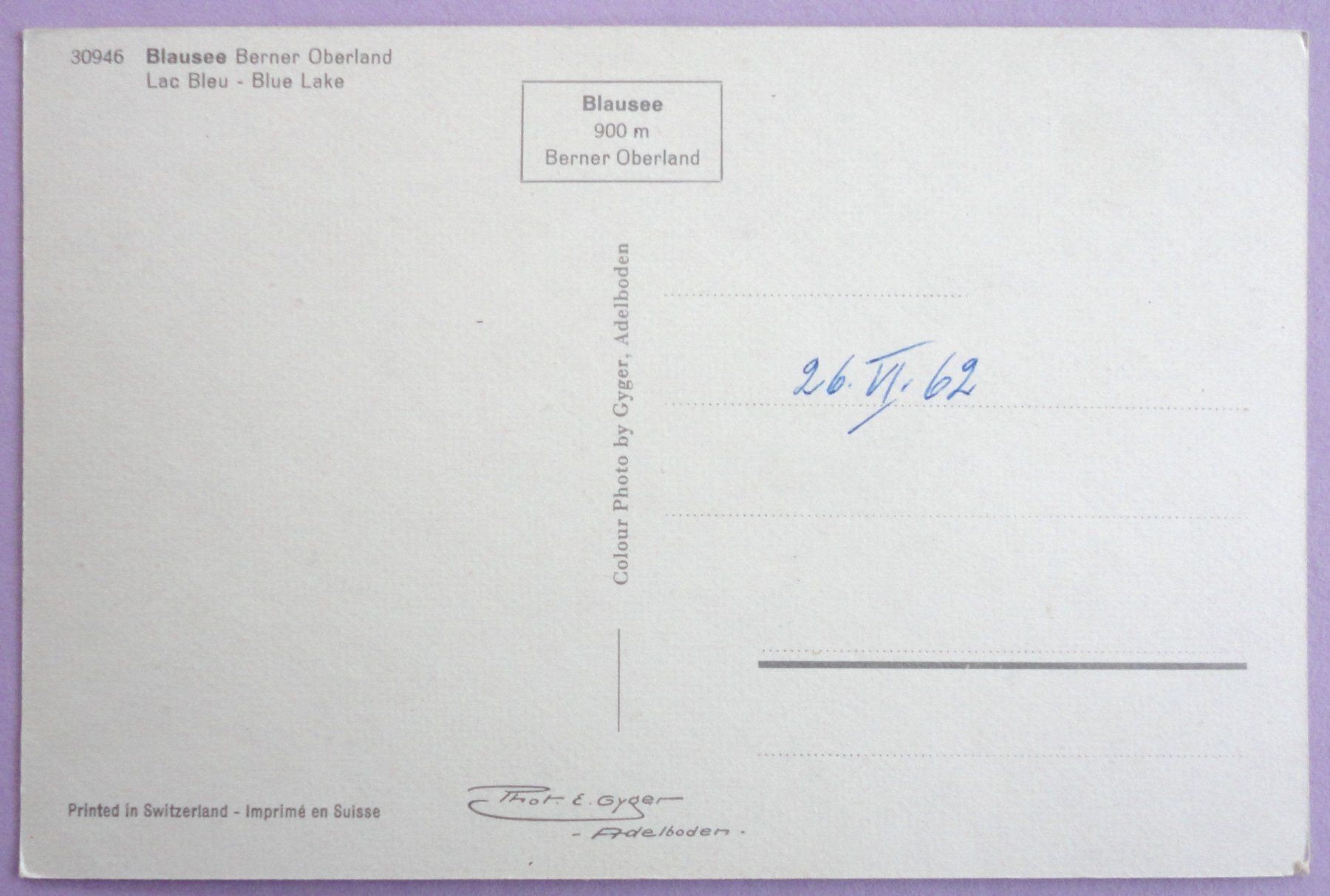 Cartoline postali: Blausee - Berner Oberland – Usato da Fétigny venduto da Billy2miny 1