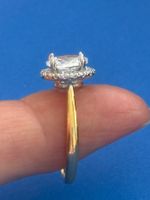 Luxus EleganteGr.17/7 Solitär Ring Farbe:Gold/Zirkonia Weiss