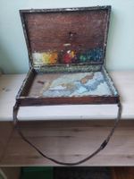 Antiker Holzkasten Künstler Malerkasten mit Palette Vintage