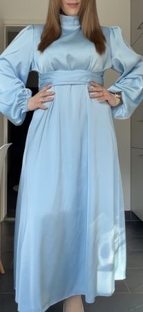 Elegantes Damen Maxikleid Babyblau Gr.M/L