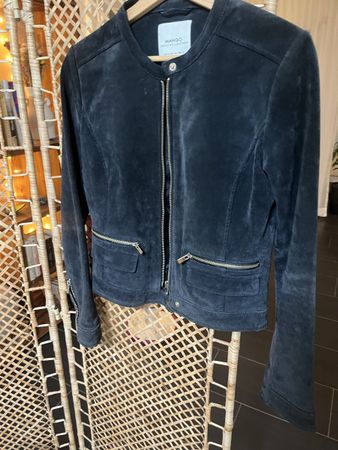 Dunkelblaue Wildlederjacke, Grösse XS