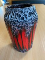 Vintage Lava Vase, Keramik, Rot/Schwarz, Wohndeko, Top!