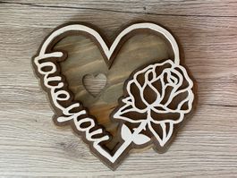 Deko Herz "Love You" aus Holz