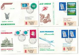 4 Swissair - Erstflug - UNO Briefe 1969, neuwertig