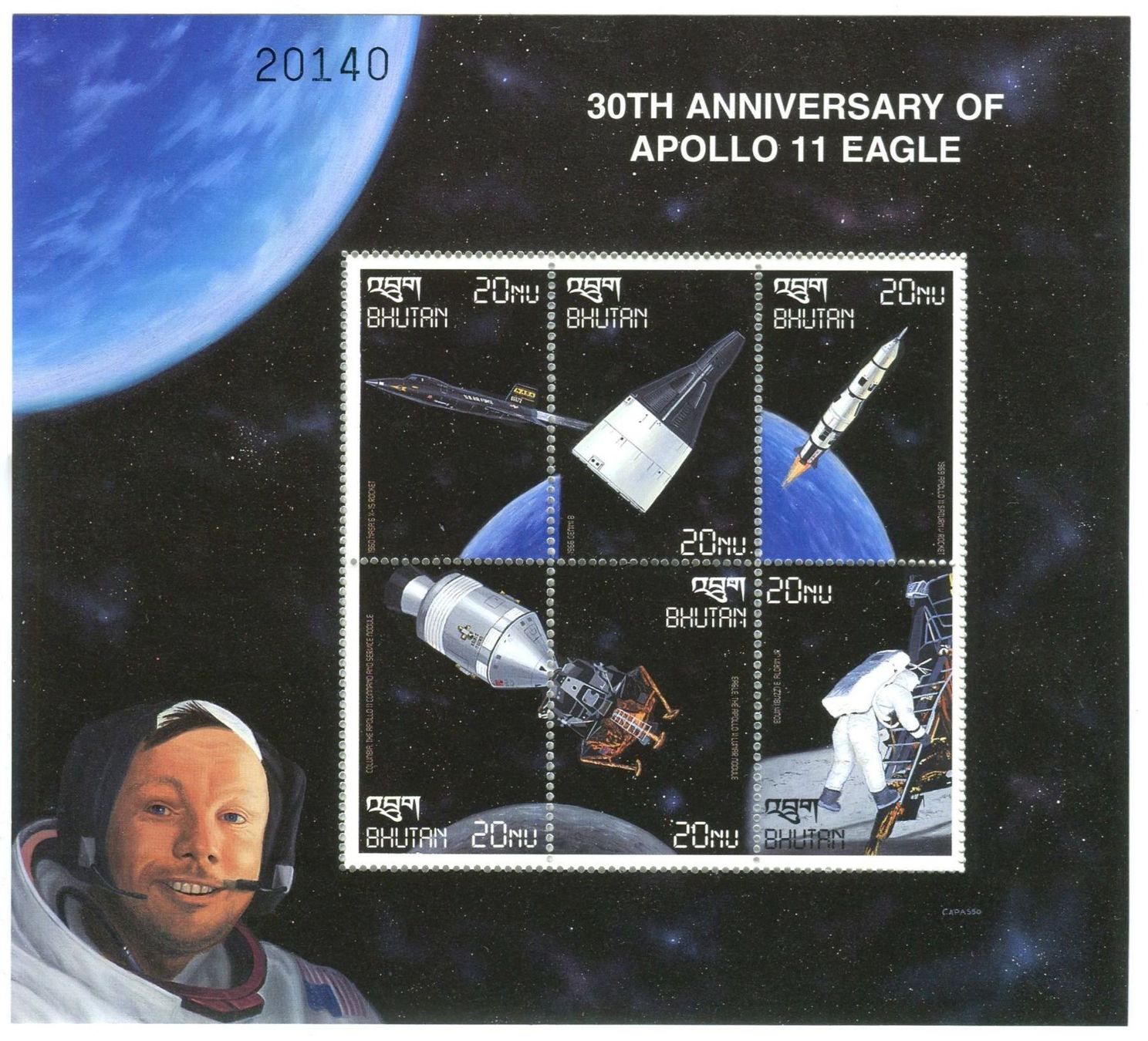 Tous les timbres: Block "Apollo 11". Bhutan. – Neuf avec emballage d'origine à Basel par Butsch5