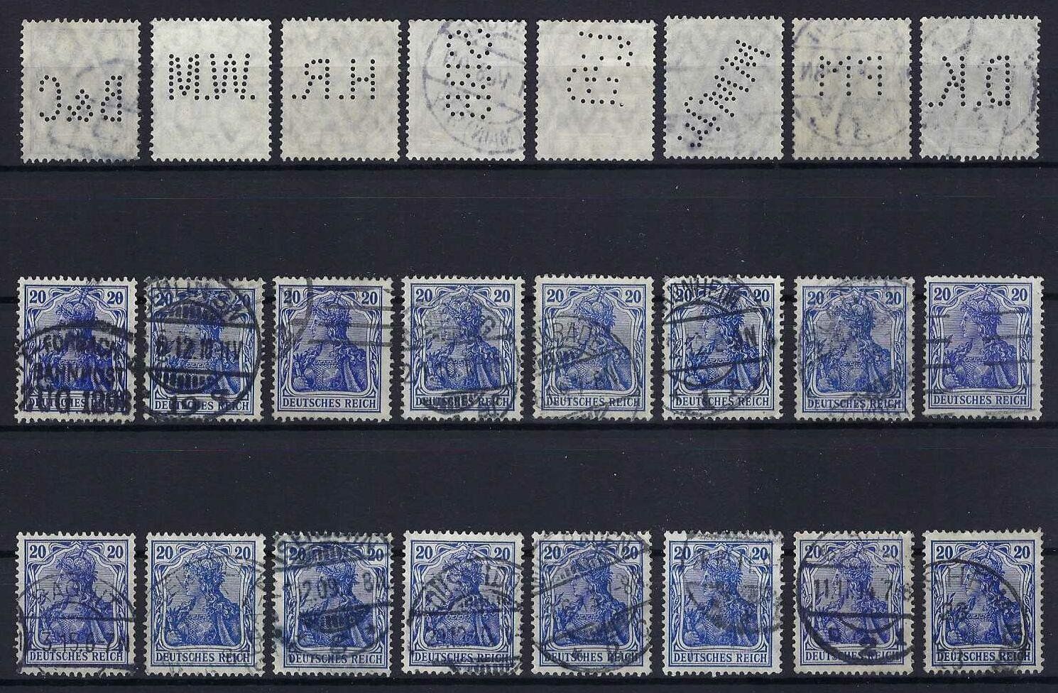 Alle Briefmarken: Germania Briefmarken 1900-1922 mit Perfin gest. – Gebraucht aus Hitzkirch von walti1959