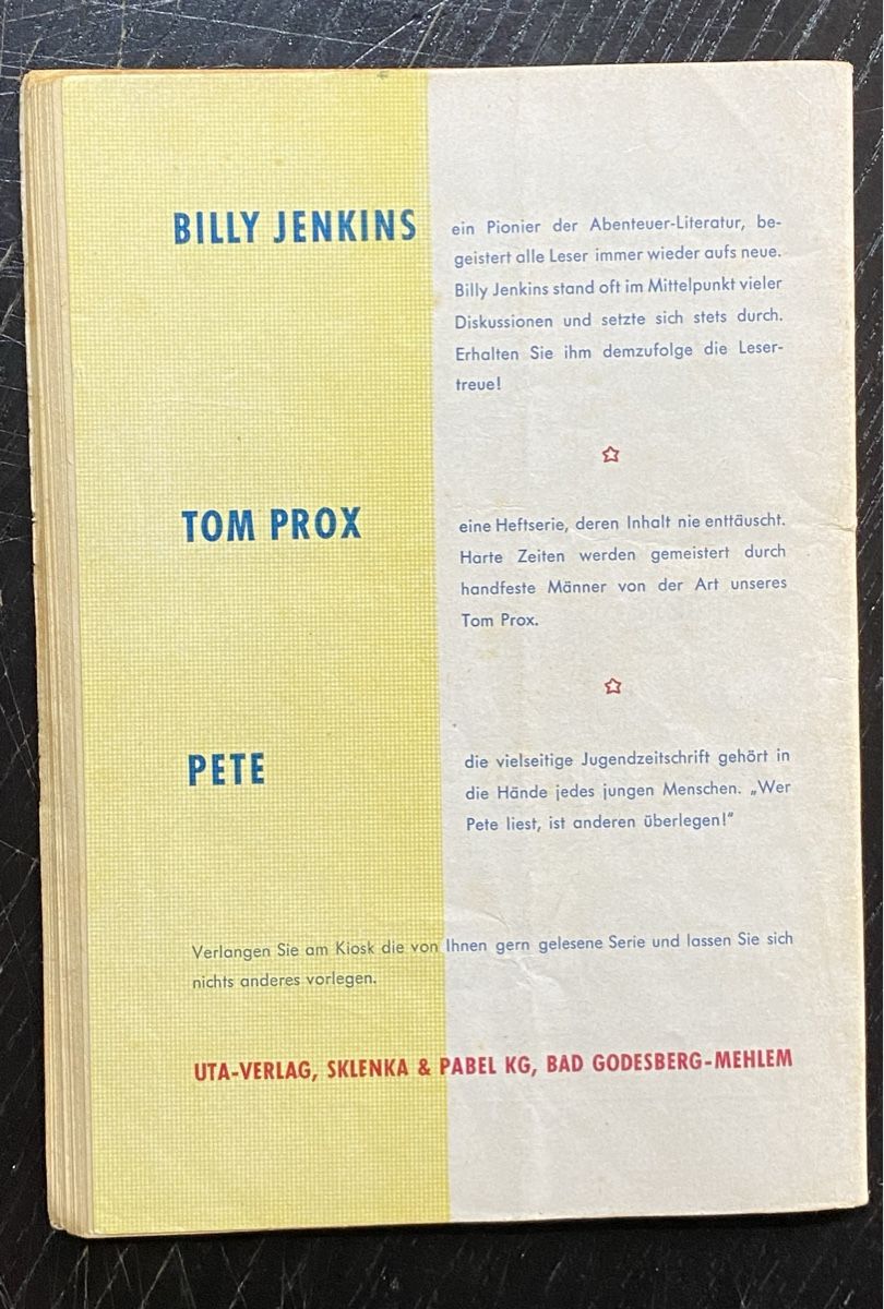 Libri: Antiquität: BILLY JENKINS / ER oder ICH /Feiner Western – Usato da Zuerich venduto da SonderArt-Wertgut 4