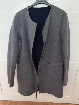 Massimo Dutti Damen Mantel Grösse 38 Dunkelblau/Grau Wendbar