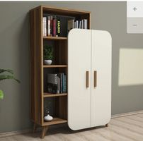 Modernes Bücherregal "Yemek" in Walnuss und Weiss, 127cm!