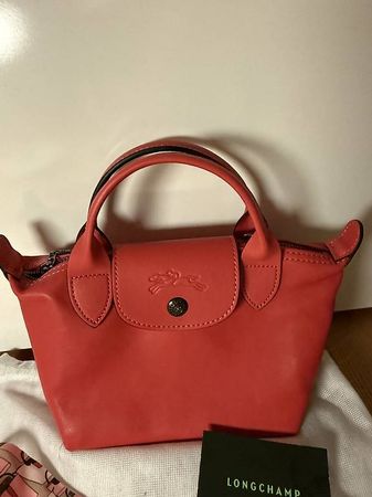 Longchamp Pliage XS, Leder, pink, neu mit Twilly