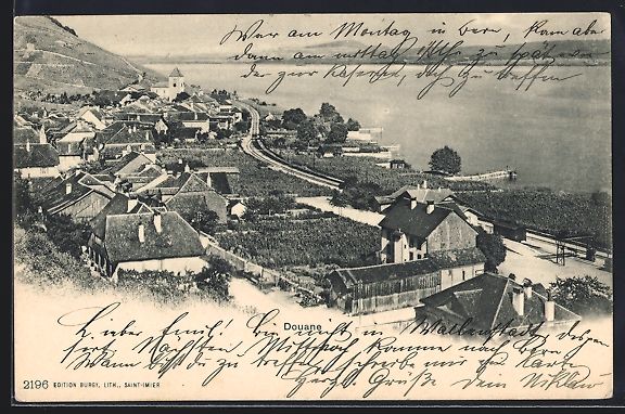 Ansichtskarten: AK Twann, Teilansicht mit Kirche, 1902 – Gebraucht aus Berlin von bartko-reher