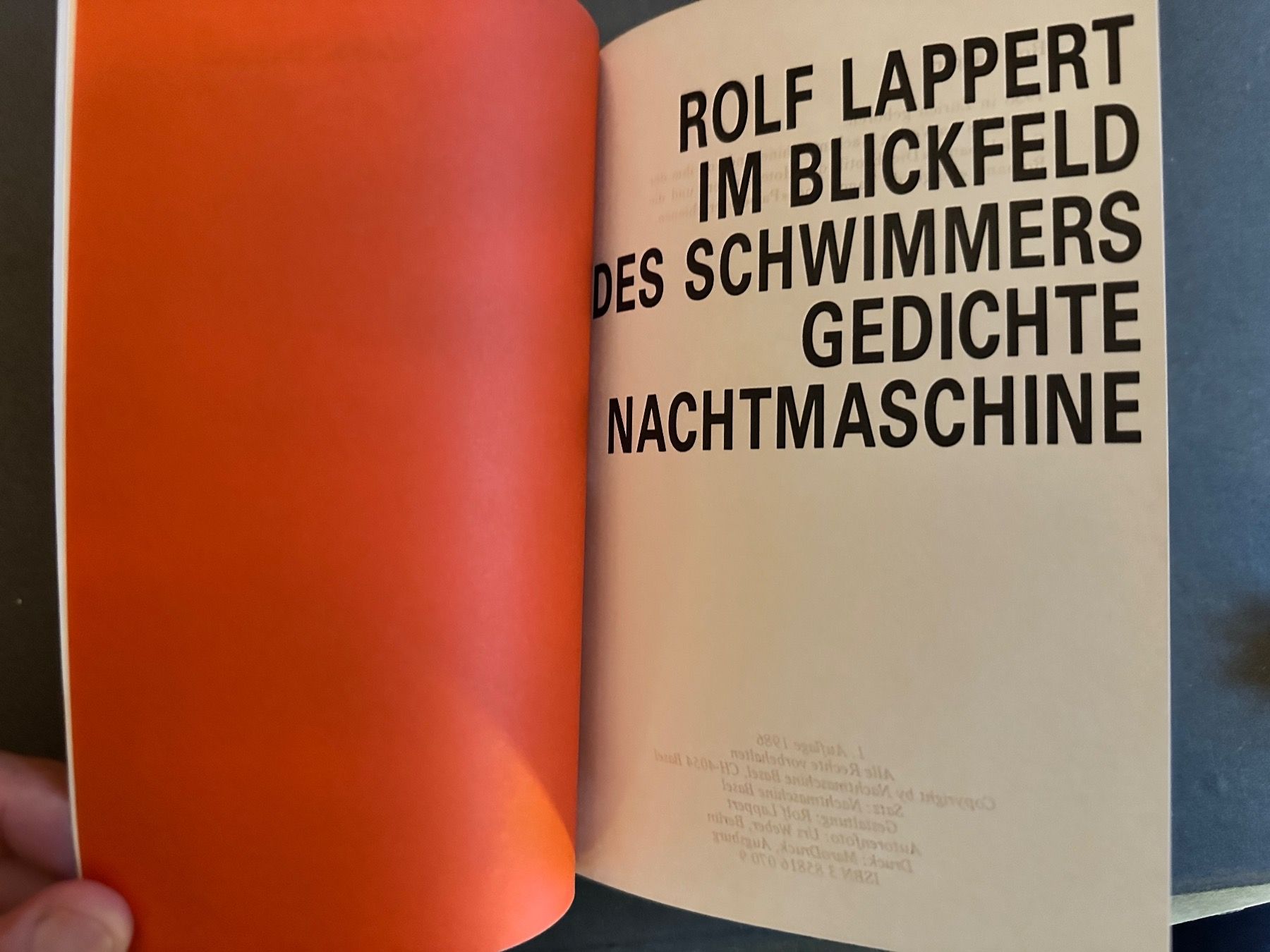 Bücher: Rolf Lappert: Im Blickfeld des Schwimmers – Gebraucht aus Zürich von allp 1