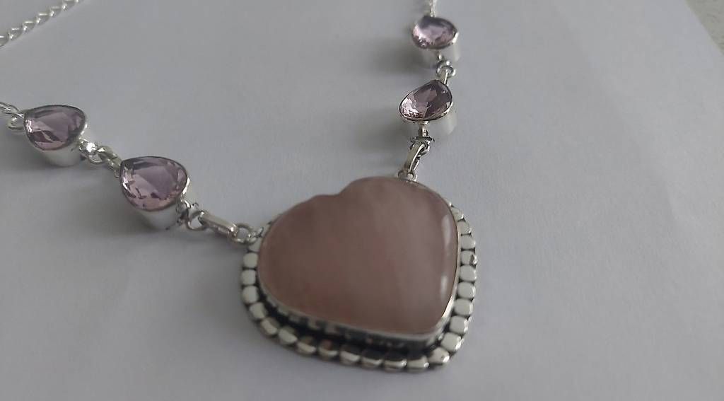 Catenine: Collana a cuore in argento con quarzo rosa – Usato da Tesserete venduto da La-Fleur-De-Cerisier 3
