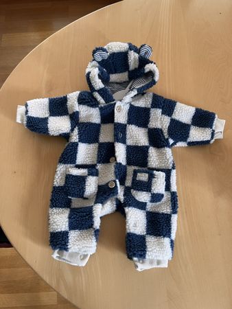 Baby Overall, Grösse 56/62, gefüttert, kariert, mit Ohren!