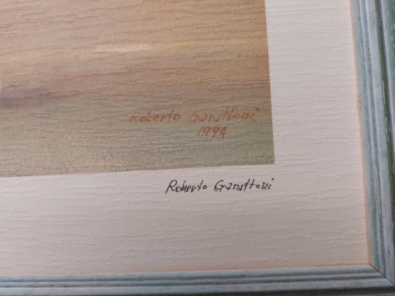 Dipinti: Roberto Garattoni -1994 print cm 50x40 Complete with frame – Usato da Pambio Noranco venduto da Pol69 2