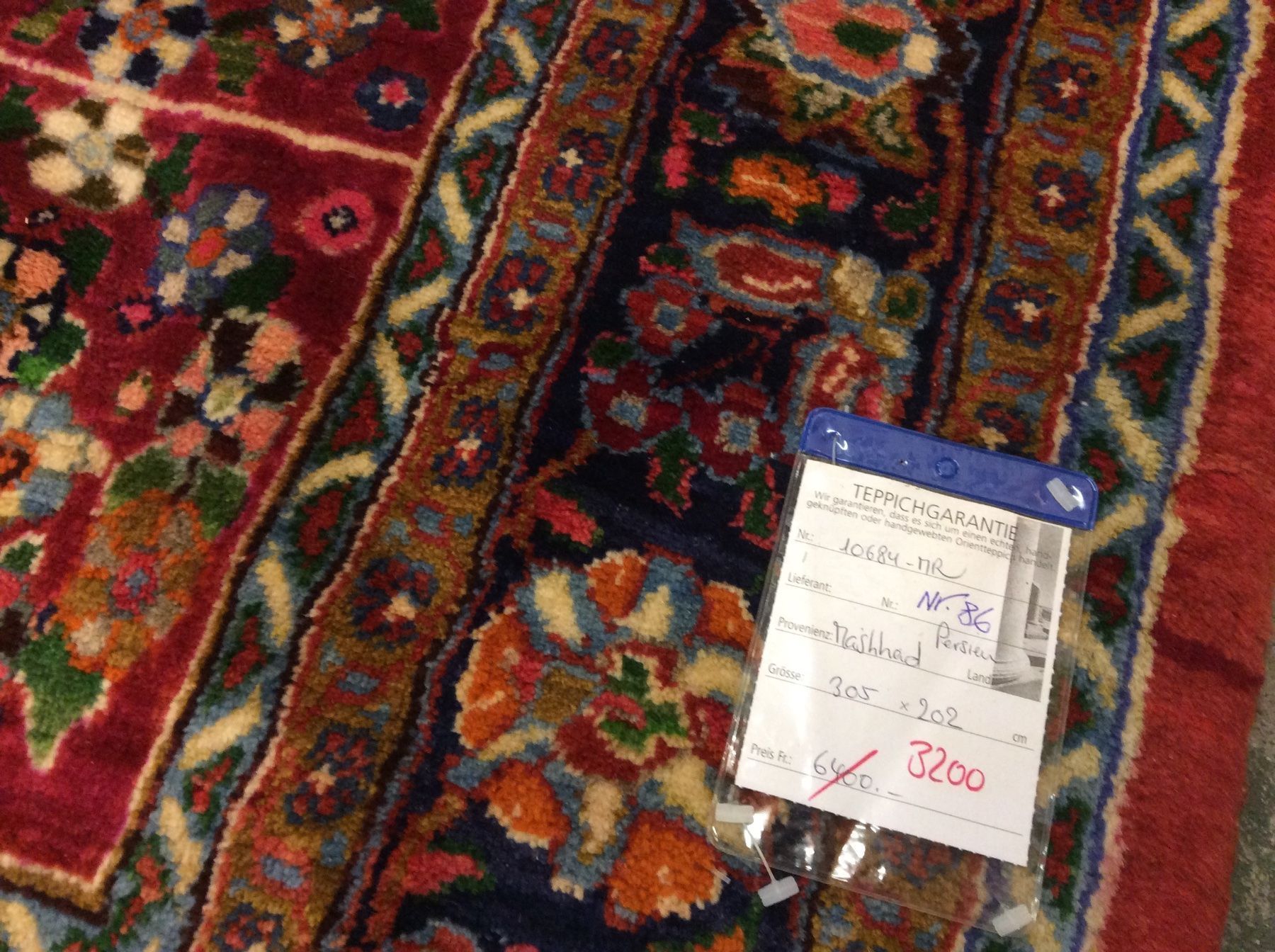 Tappeti: Schöner Mashad Orientteppich, Neu! N 86 – Nuovo e nell'imballaggio originale da Zürich venduto da Hemmat 7