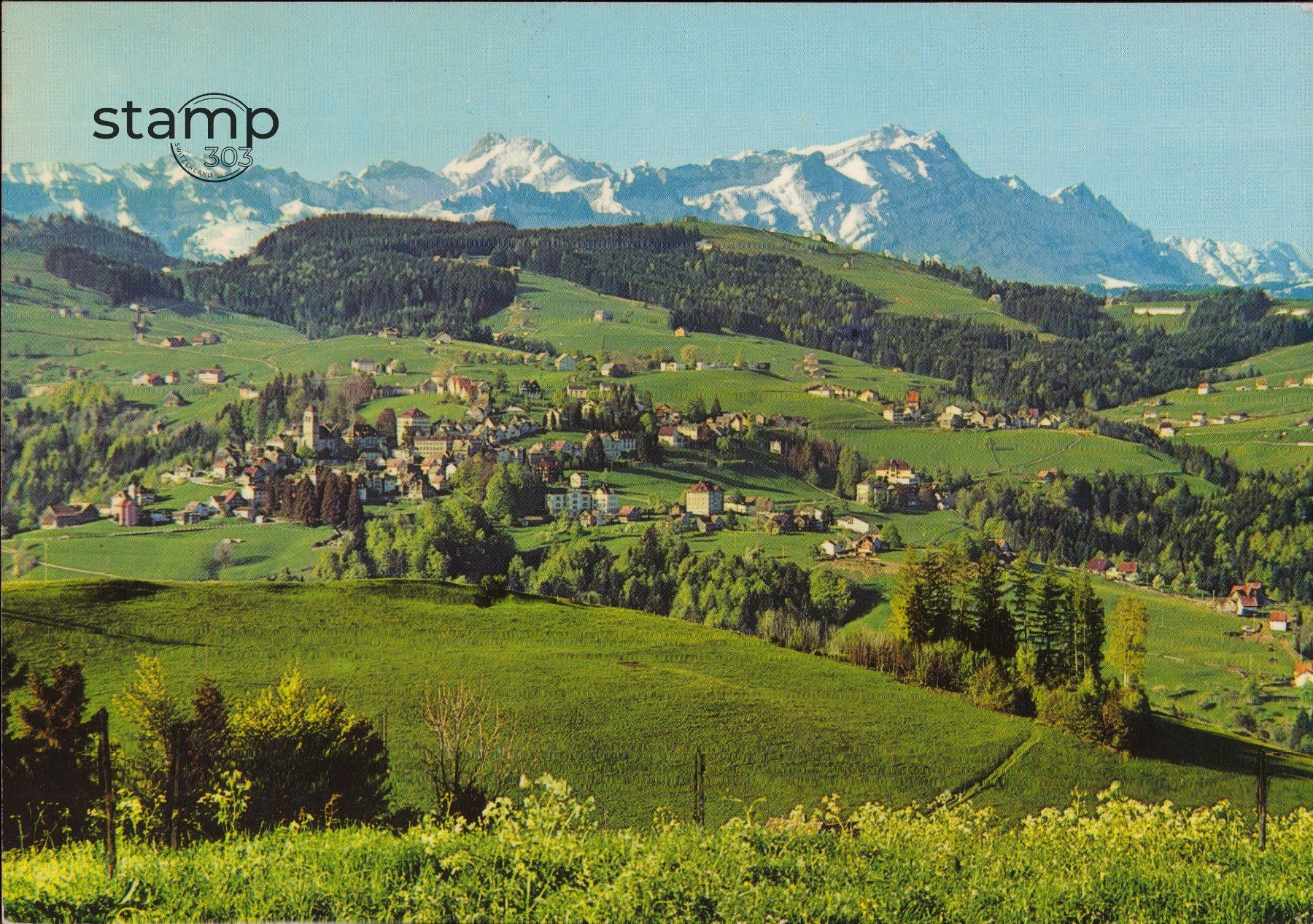 Cartoline postali: 1989 AK Trogen mit Altmann und Säntis – Usato da Eggersriet venduto da stamp303