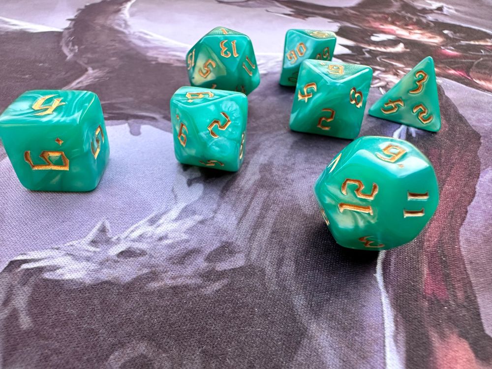 dnd Würfel Set 7-teilig rpg dice polyhedral marmoriert grün | Kaufen ...