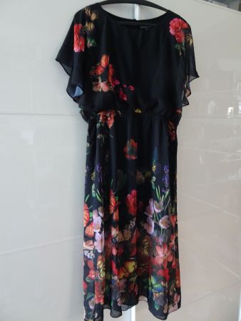 Kurzarm Midikleid mit Blumendruck (Smashed Lemon) L/40