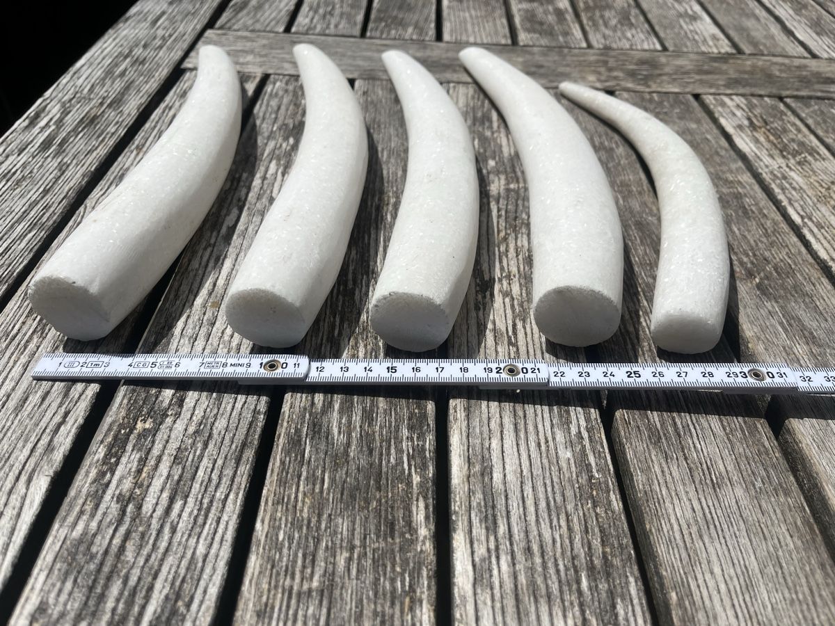 Figuren: 5 Stosszähne aus Marmor Deko – Gebraucht aus Wiesenberg von swissantik 4