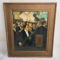 Ölgemälde Orchester mit Ballerinen im Holzrahmen gross