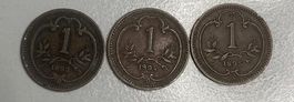 1 Heller Münzen, 3 versch. Jahrgänge 1893, 1894 und 1895!