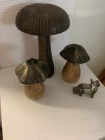 3-er Set grosse Pilze / mushroom Holz/Metall