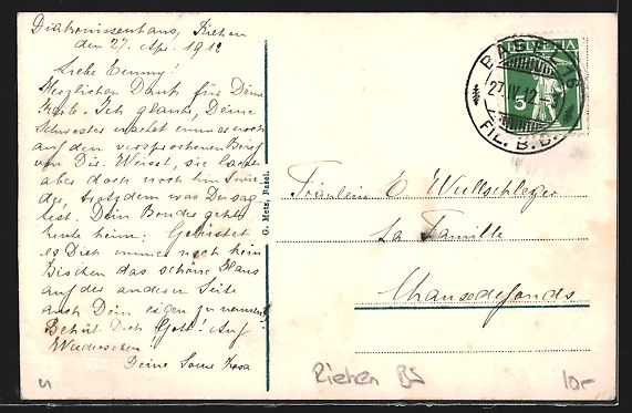 Cartoline postali: Basel, Riehen, Mutterhaus, Schwesternhei – Usato da Berlin venduto da bartko-reher 1