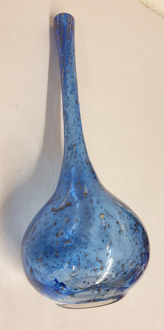 Vasen & Gefässe: Mundgeblasene Vase, Glasvase blau mit Goldflocken – Gebraucht aus Emmen von magelan 3